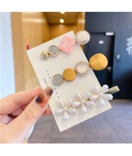 3 Pieces Set Korean Fashion Pinky Candy Button Design Hair Barrettes Set