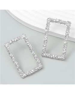 Minimalist Design Rectangle Shape U.S. High Fashion Women Alloy Earrings - Silver