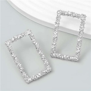 Minimalist Design Rectangle Shape U.S. High Fashion Women Alloy Earrings - Silver