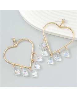 Acrylic Drop Tassel Graceful Heart Shape Alloy Women Wholesale Fashion Earrings