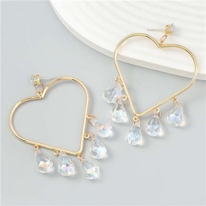Acrylic Drop Tassel Graceful Heart Shape Alloy Women Wholesale Fashion Earrings