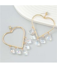 Acrylic Drop Tassel Graceful Heart Shape Alloy Women Wholesale Fashion Earrings