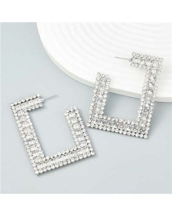 Geometric Square Design Popular Wholesale Women Statement Earrings - Rhinestone