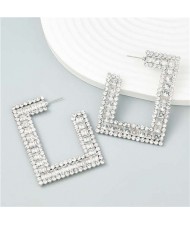 Geometric Square Design Popular Wholesale Women Statement Earrings - Rhinestone