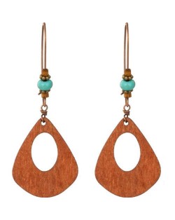 Bohemian Fashion Vintage Hollow Hoop Wooden Women Dangle Costume Earrings