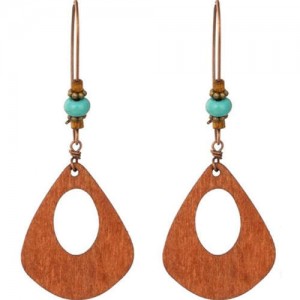 Bohemian Fashion Vintage Hollow Hoop Wooden Women Dangle Costume Earrings