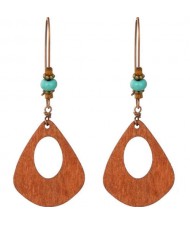 Bohemian Fashion Vintage Hollow Hoop Wooden Women Dangle Costume Earrings