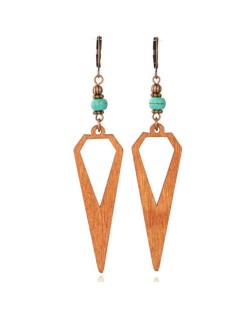 Bohemian Fashion Exaggerated Triangle Design Wooden Women Dangle Earrings