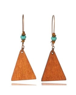 Vintage Design Plain Triangle Design Women Bohemian Style Wooden Earrings