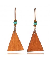 Vintage Design Plain Triangle Design Women Bohemian Style Wooden Earrings