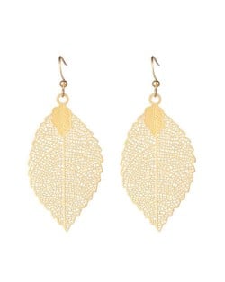 Golden Hollow Leaves Design U.S. High Fashion Women Wholesale Costume Earrings