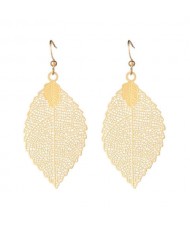 Golden Hollow Leaves Design U.S. High Fashion Women Wholesale Costume Earrings