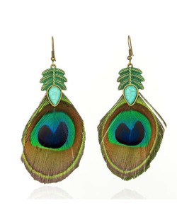 Peacock Feather Diamond Shape Ethnic Style Bohemian Fashion Wholesale Earrings