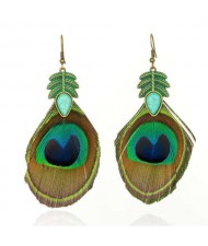 Peacock Feather Diamond Shape Ethnic Style Bohemian Fashion Wholesale Earrings