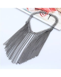 Cotton Threads Tassel Arch Fashion Women Costume Necklace and Earrings Set - Brown