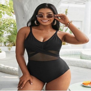 U.S. One Piece Black Lace Plus Size Swimsuit for Fat Women