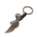 Punk Fashion Vintage Angel Wing Pendant Leather Decorated Key Chain/ Accessories