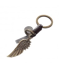 Punk Fashion Vintage Angel Wing Pendant Leather Decorated Key Chain/ Accessories