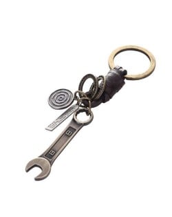 Punk Fashion Vintage Wrench Pendant Leather Decorated Key Chain/ Accessories