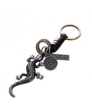 Punk Fashion Vintage Gecko Pendant Leather Decorated Key Chain/ Accessories