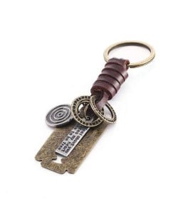 Punk Fashion Vintage Blade Pendant Leather Decorated Key Chain/ Accessories