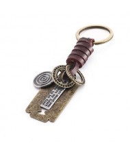 Punk Fashion Vintage Blade Pendant Leather Decorated Key Chain/ Accessories