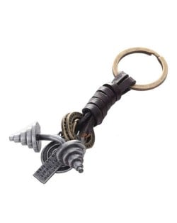 Dumbbell Pendant Vintage Fashion Key Chain/ Accessories - Silver