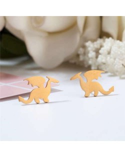 Dragon Design Animal Jewelry European Fashion Stainless Steel Stud Earrings - Golden