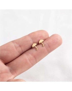 Umbrella Design U.S. High Fashion Stainless Steel Stud Earrings - Golden