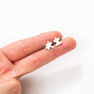 Creative Fun Puzzle USA Fashion Stainless Steel Stud Earrings - Silver