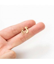 Creative Asymmetrical Note European Fashion Women Stainless Steel Stud Earrings - Golden