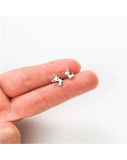 Cute Chihuahua Dog Design U.S. High Fashion Stainless Steel Stud Earrings - Silver