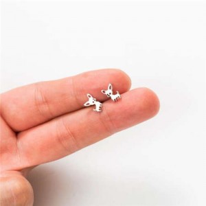 Cute Chihuahua Dog Design U.S. High Fashion Stainless Steel Stud Earrings - Silver