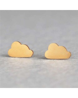 Adorable Clouds Design Minimalist Fashion Women Stainless Steel Stud Earrings - Golden