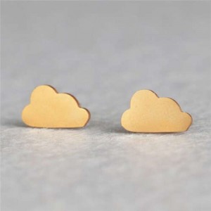 Adorable Clouds Design Minimalist Fashion Women Stainless Steel Stud Earrings - Golden