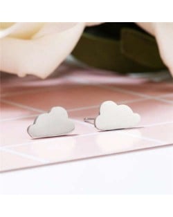 Adorable Clouds Design Minimalist Fashion Women Stainless Steel Stud Earrings - Silver