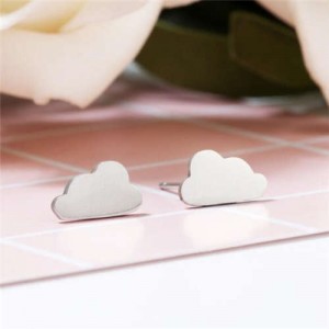 Adorable Clouds Design Minimalist Fashion Women Stainless Steel Stud Earrings - Silver