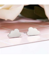 Adorable Clouds Design Minimalist Fashion Women Stainless Steel Stud Earrings - Silver