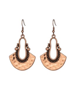 European and American Retro Style Fan-shaped Ethnic Fashion Women Bohemian Pendant Earrings - Copper