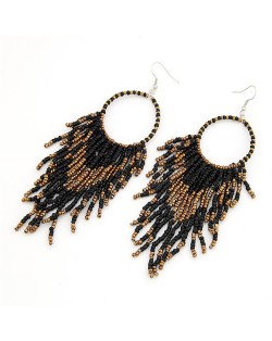 Bohemian Beads String Fashion Earrings - Black