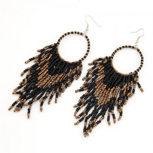 Bohemian Beads String Fashion Earrings - Black