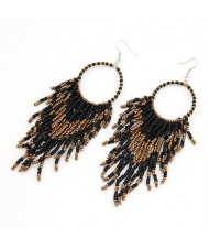 Bohemian Beads String Fashion Earrings - Black