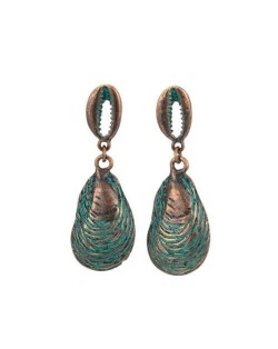 Vintage Sea Mussel Design Unique Retro Fashion Ocean Jewelry Series Women Costume Earrings