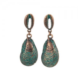 Vintage Sea Mussel Design Unique Retro Fashion Ocean Jewelry Series Women Costume Earrings