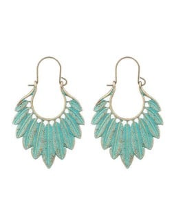 Retro Style Bohemian Vintage Feather Design Exotic Fashion Wholesale Earrings - Green