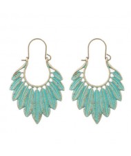 Retro Style Bohemian Vintage Feather Design Exotic Fashion Wholesale Earrings - Green