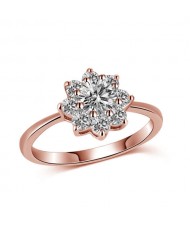 Cubic Zirconia Sunflower Classic Design Women Wedding/Engagement Ring - Rose Gold