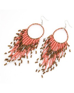Bohemian Beads String Fashion Earrings - Pink