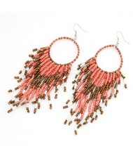 Bohemian Beads String Fashion Earrings - Pink