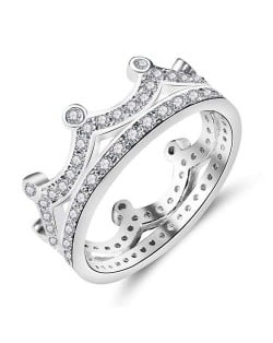 French Romantic Shining Crown Design Women Wedding Ring